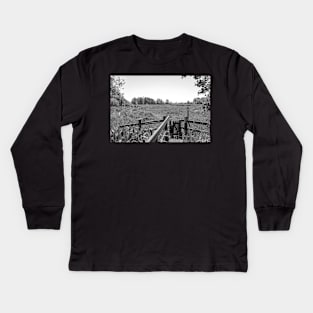 Wooden gate in the English countryside Kids Long Sleeve T-Shirt